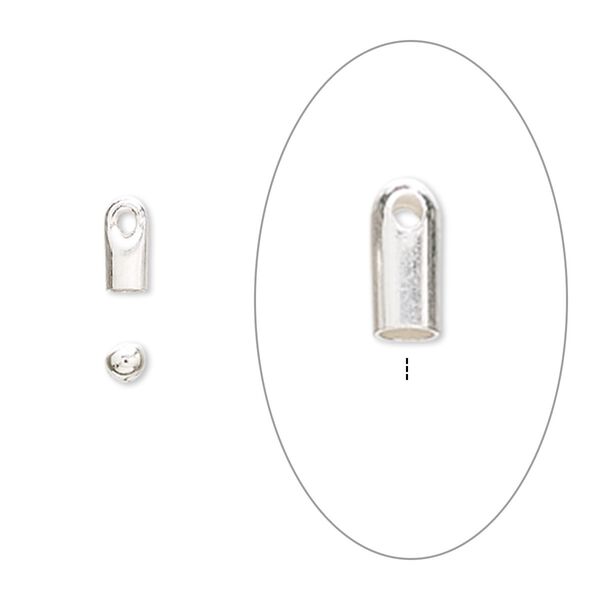 Cord end, glue-in, sterling silver, 7x3mm with 2.5mm inside diameter. Sold per pkg of 8. image number 0