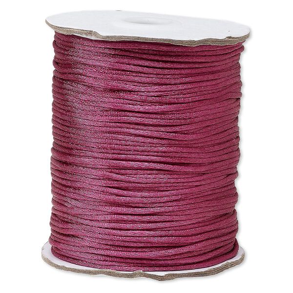 Cord, Satinique™, satin, dark rose, 1.5mm small. Sold per 400-foot spool. image number 0