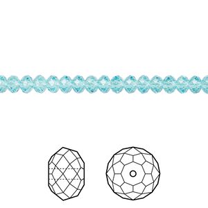 Bead 720pk light turquoise, Swarovski® 4x3mm rondelle 5040
