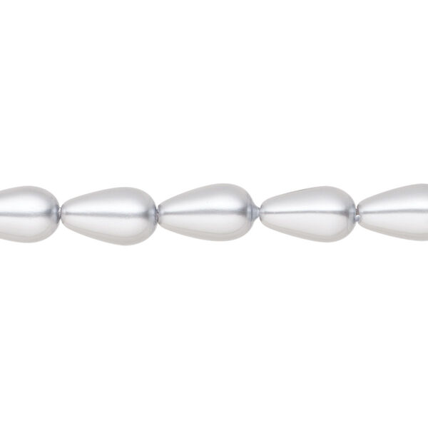 Pearl 150pk light grey, Preciosa Czech crystal 10x6mm pear image number 0