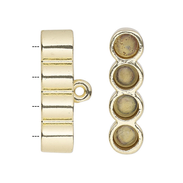 Cord end, glue-in, gold-finished "pewter" (zinc-based alloy), 29.5x8mm 4-strand barrel, 5.5 inside diameter. Sold per pkg of 2. image number 0