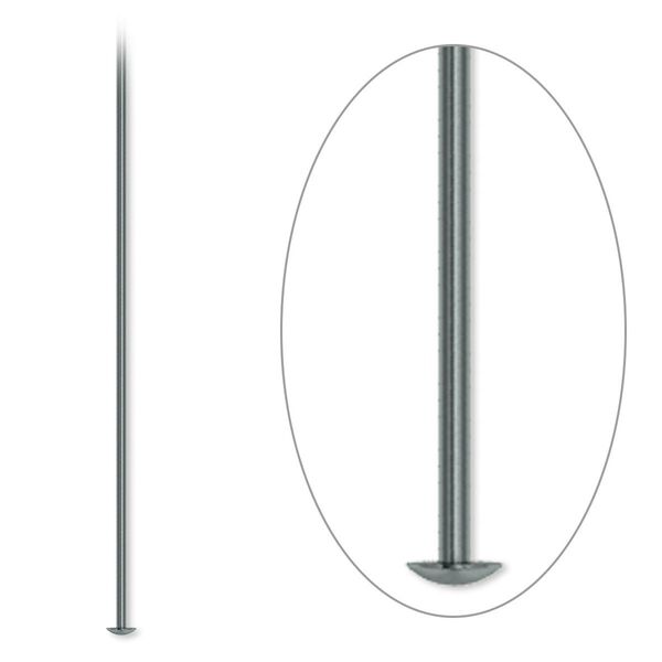 Head pin, gunmetal-plated brass, 2 inches, 21 gauge. Sold per pkg of 1,000. image number 0
