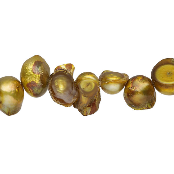 Freshwater pearl 1pkg1, baroque, 15 inch golden yellow 8x7mm-18x9mm cultured image number 0
