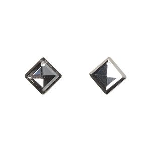 Drop, glass, opaque clear silver night, 10mm diamond. Sold per pkg of 12.