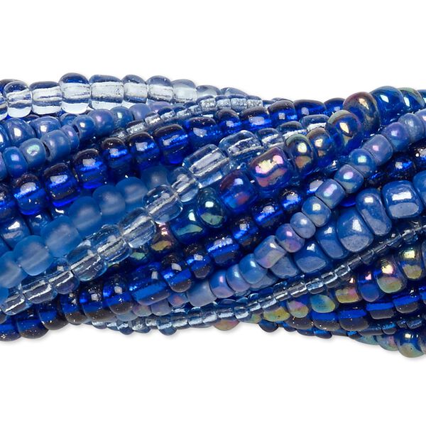 Seed bead mix, glass, pkg/(20)14inch, #6 round, mixed mixed colors. image number 0
