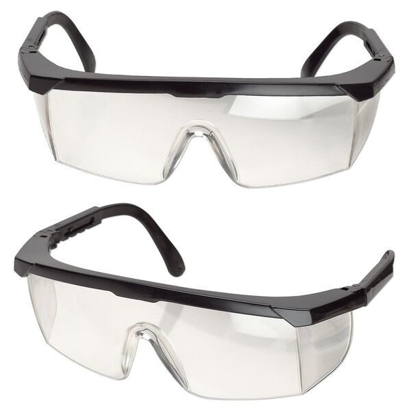 Safety glasses, fits over regular eyeglasses, polycarbonate and nylon, clear and black, anti-fog and scratch-resistant. Sold individually. image number 0
