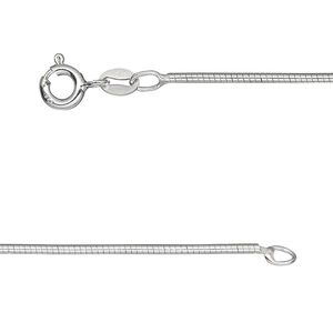 Chain 1pkg1 sterling silver omega, 1.2mm / springring clasp, Gossamer™ 7 inch