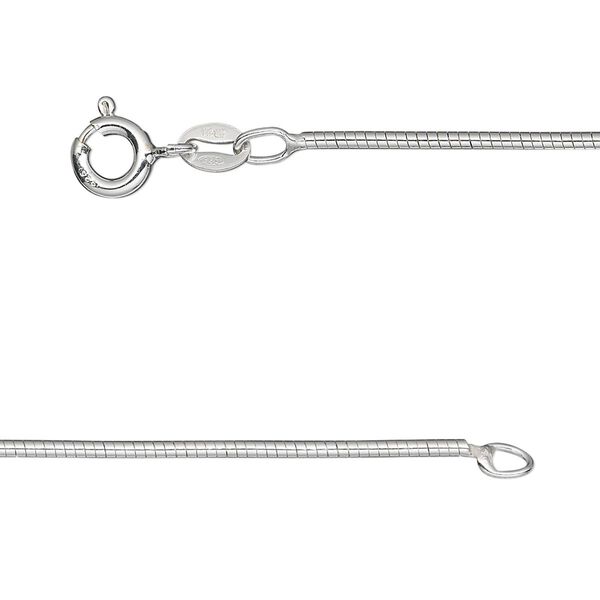 Chain, sterling silver, 1.2mm omega, 7 inches with springring clasp. Sold individually. image number 0