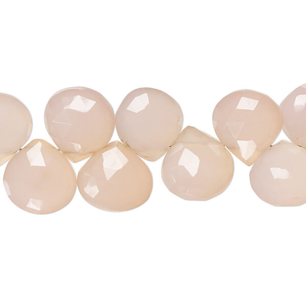 Pink chalcedony 1pkg1, hand-cut top-drilled faceted puffed teardrop bead 8 inch 9-10mm image number 0