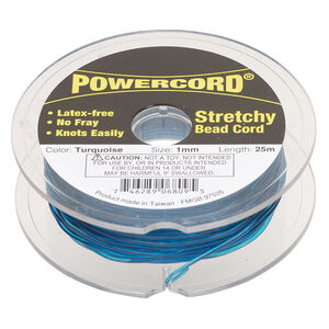 Cord, Powercord&reg;, elastic, turquoise, 1mm, 14-pound test. Sold per 25-meter spool.