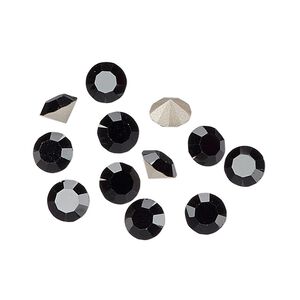 Chaton 144pk jet foil back, Preciosa MAXIMA Czech crystal rhinestone 6.14-6.32mm 15-cut faceted round SS29