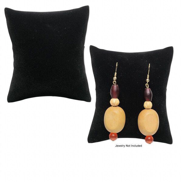 Display, flocked velvet, black, 3-1/2x3x1-3/4 inch pillow. Sold per pkg of 4. image number 0