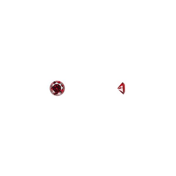 Gem, cubic zirconia, garnet red, 3mm faceted round, Mohs hardness 8-1/2. Sold per pkg of 5. image number 0