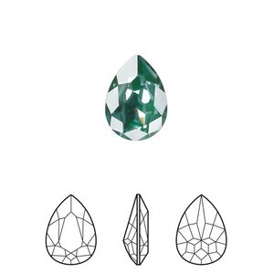 Fancy stone 144pk crystal pine green ignite LacquerPRO, Swarovski® 14x10mm pear 4320