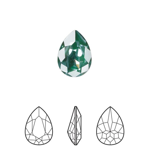 Fancy stone 144pk crystal pine green ignite LacquerPRO, Swarovski® 14x10mm pear 4320 image number 0
