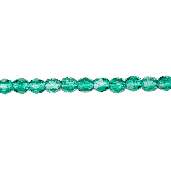 Bead, Czech fire-polished glass, teal, 4mm faceted round. Sold per pkg of 1,200 (1 mass). image number 0