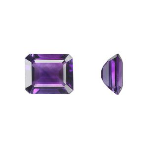 Amethyst 1pkg1, hand-cut faceted emerald-cut gem natural 12x10mm