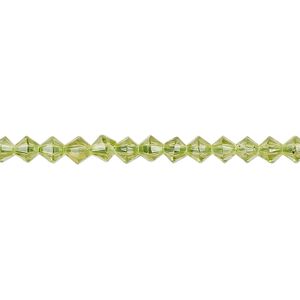 Peridot 1pkg1, faceted bicone bead natural 15.5-16 inch 4mm