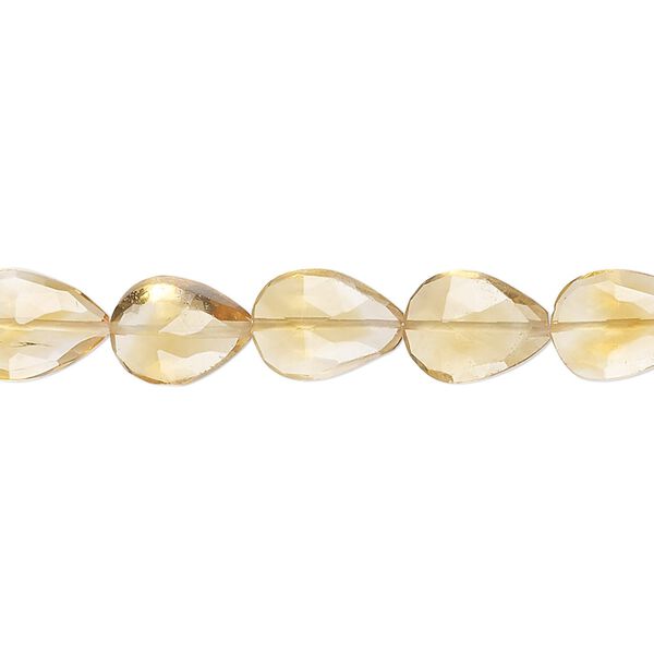 Citrine 1pkg1, hand-cut faceted puffed teardrop bead 8 inch 9x6mm-13x9mm image number 0