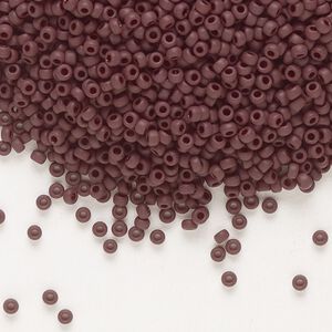 Seed bead, Miyuki, glass, pkg/25g, #11 rocaille, opaque matte espresso, (RR-409F).