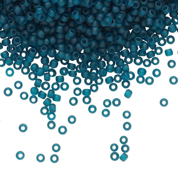 Seed bead, TOHO BEADS®, glass, pkg/50g, #11 round, translucent frosted teal (TR-11-7BDF). image number 0