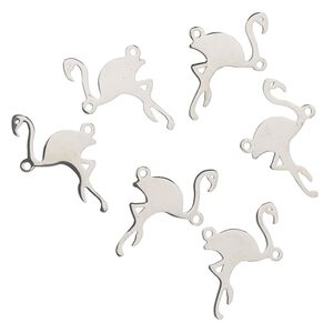 Link, stainless steel, 25x13mm flamingo. Sold per pkg of 6.