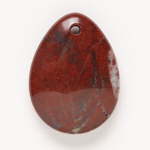 Brecciated jasper 1pkg1, top-drilled puffed teardrop focal natural, 40x29mm-40x31mm