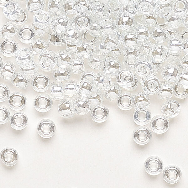 Seed bead, Miyuki, glass, pkg/250g, #6 rocaille, translucent luster crystal clear, (RR-160). image number 0