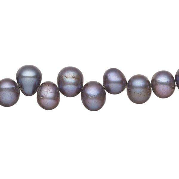 Freshwater pearl 1pkg1, top-drilled rice, 15.5-16 inch blue peacock 7x6mm-9x7mm matte cultured image number 0