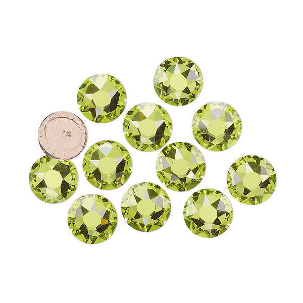 Flat back 12pk citrus green foil back, Crystal Passions® hotfix 7.07-7.27mm round SS34 2078 image number 0