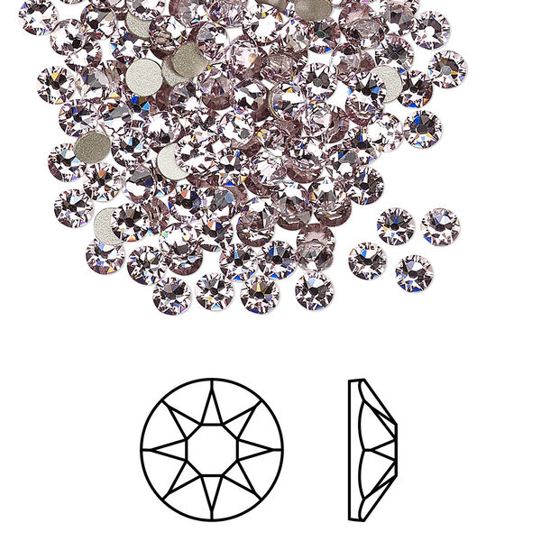 Flat back 144pk light amethyst foil back, Crystal Passions® 3-3.2mm rose round SS12 2088 image number 0