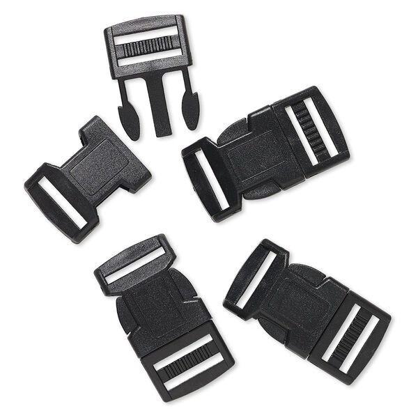 Clasp, buckle, plastic, black, 49x26mm with 20x2.5mm hole. Sold per pkg of 4. image number 0