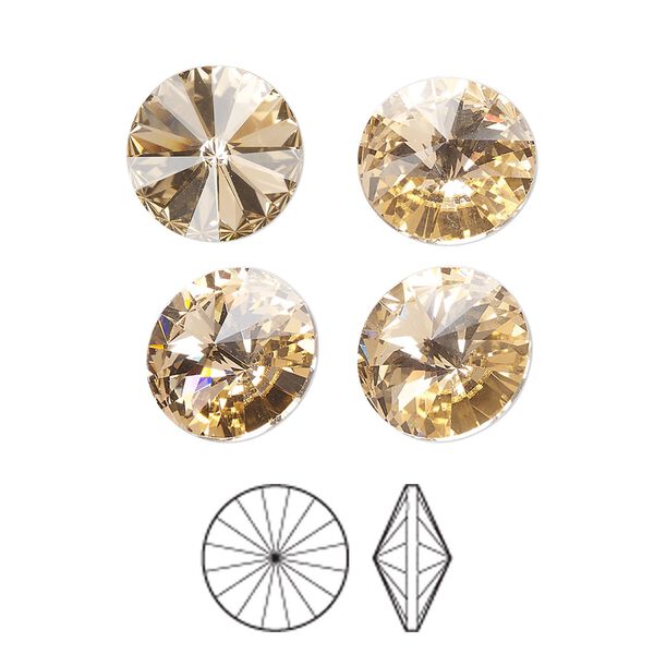 Chaton 6pk light peach foil back, Preciosa MAXIMA Czech crystal rhinestone 12mm rivoli image number 0