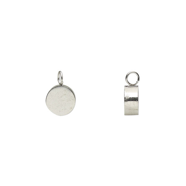 Drop, stainless steel, 6mm double-sided flat round. Sold per pkg of 2. image number 0