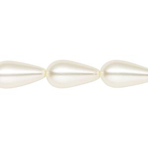 Pearl 1pk cream, Celestial Crystal® 15x8mm teardrop 15.5-16 inch