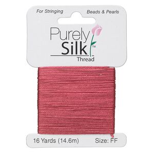 Thread, Purely Silk™, maroon, size FF. Sold per 16-yard card.