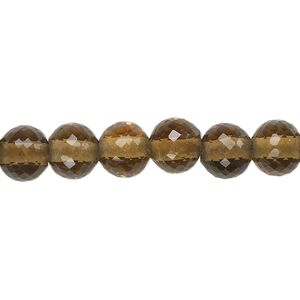 Golden quartz 1pkg10, hand-cut faceted round bead 8mm
