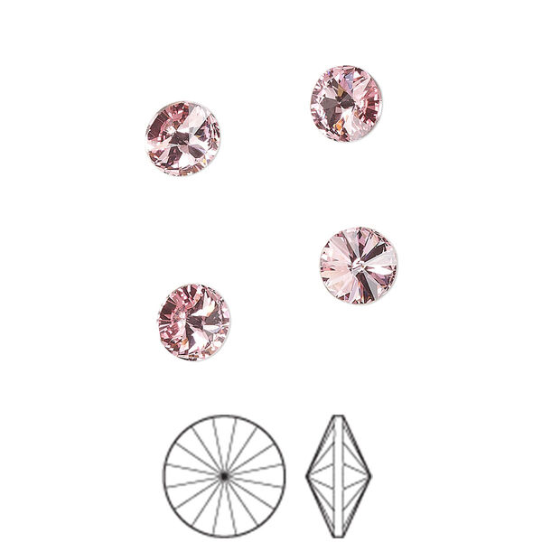 Chaton 12pk light rose foil back, Preciosa MAXIMA Czech crystal rhinestone 6.14-6.32mm rivoli SS29 image number 0