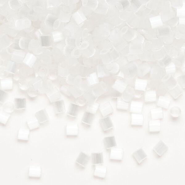 Seed bead, Dyna-Mites™, glass, translucent silk eggshell, #8 cut-off round. Sold per 40-gram pkg. image number 0