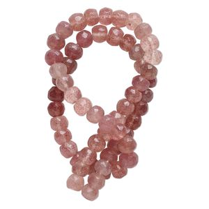 Strawberry quartz 1pkg1, hand-cut faceted round / faceted rondelle bead natural 14 inch 7x5mm-9x7mm