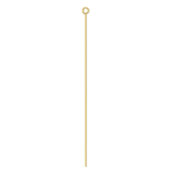 Eye pin, gold-plated brass, 2-1/2 inches, 21 gauge. Sold per pkg of 100. image number 0