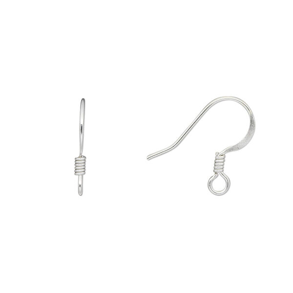 Ear wire, silver-finished stainless steel, 15mm fishhook with open loop, 21 gauge. Sold per pkg of 500 pairs. image number 0