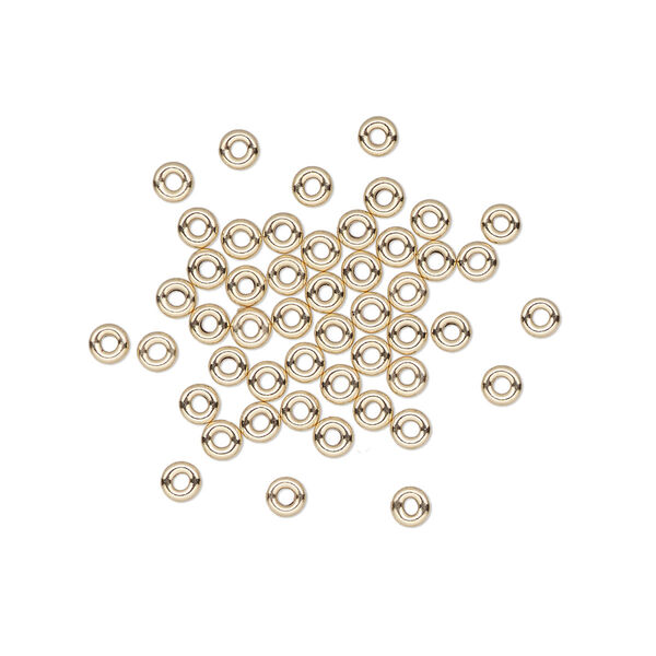 Bead, 14Kt gold-filled, 3x1mm flat rondelle. Sold per pkg of 50. image number 0
