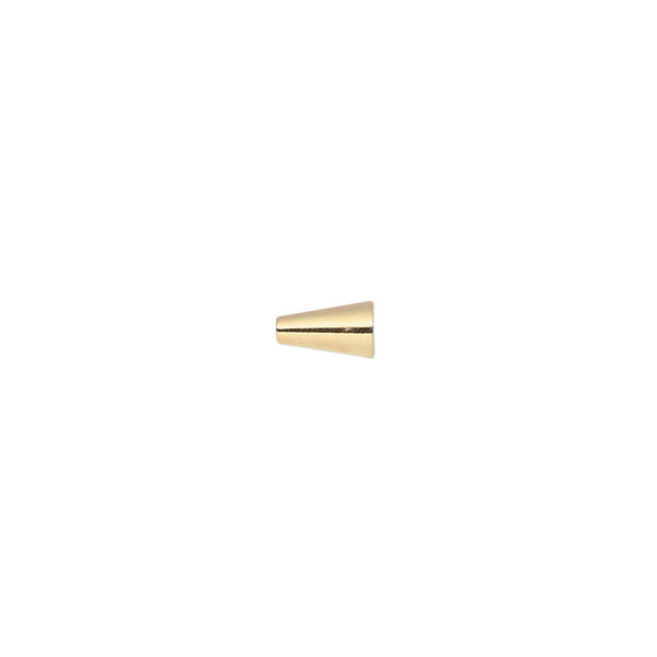 Bead end, glue-on, gold-finished brass, 6.5x4mm cone. Sold per pkg of 12. image number 0