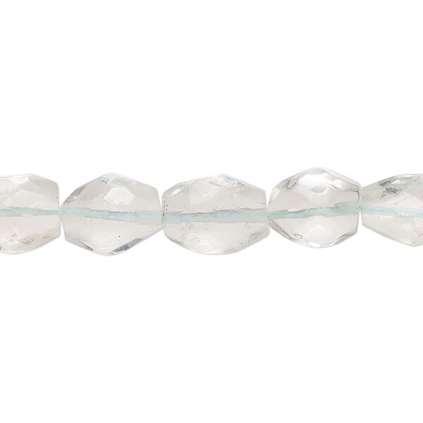 Bead, goshenite (heated), 9x6mm-13x8mm hand-cut faceted puffed oval, C grade, Mohs hardness 7-1/2 to 8. Sold per 7-inch strand, approximately 15 beads. image number 0