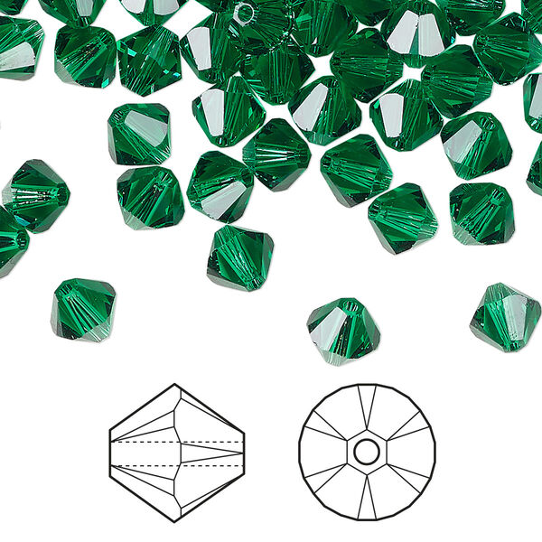 Bead 144pk majestic green, Crystal Passions® 6mm bicone 5328 image number 0