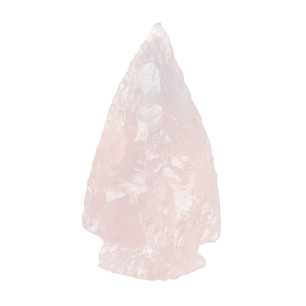 Focal, rose quartz (natural), 36x18mm-48x22mm hand-knapped undrilled arrowhead, B- grade, Mohs hardness 7. Sold individually. image number 0