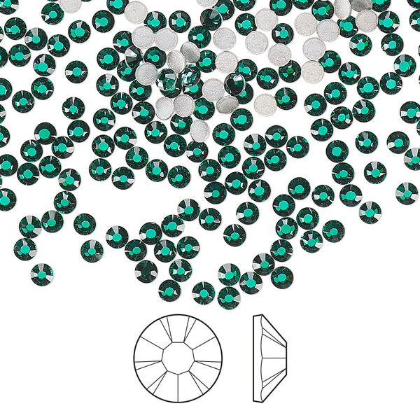 Flat back 1440pk emerald foil back, Preciosa MAXIMA Czech crystal hotfix rhinestone 2.3-2.5mm chaton rose round SS8 image number 0