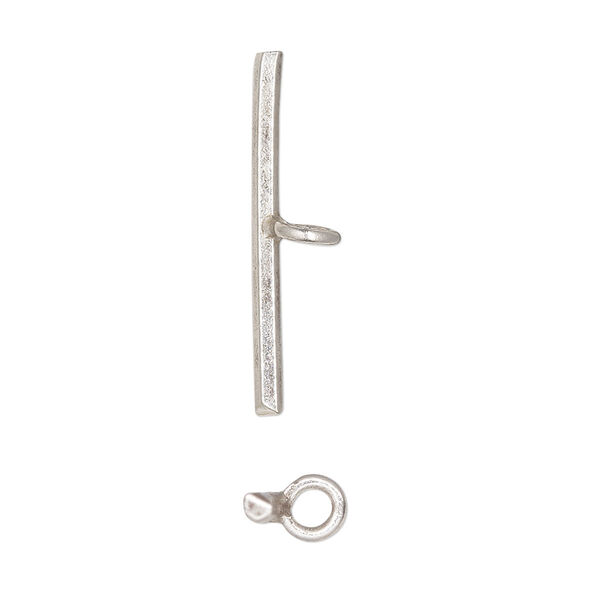 Clasp bar, Hill Tribes, sterling silver, 28x2mm bar only, 1-loop. Sold individually. image number 0