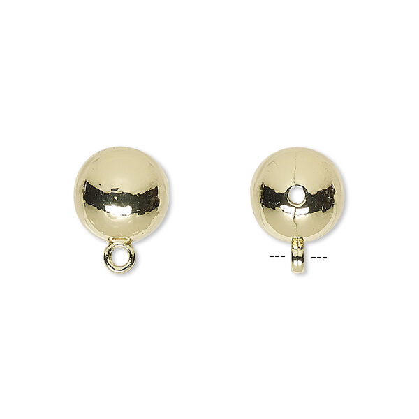 Bead, gold-finished "pewter" (zinc-based alloy), 10mm round with closed loop. Sold per pkg of 10. image number 0